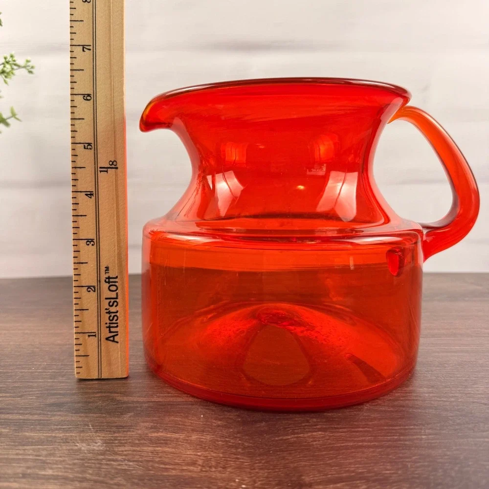 Greenwich Flint-Craft 1224-S Orange Glass Pitcher Tom Connally Vintage GFC